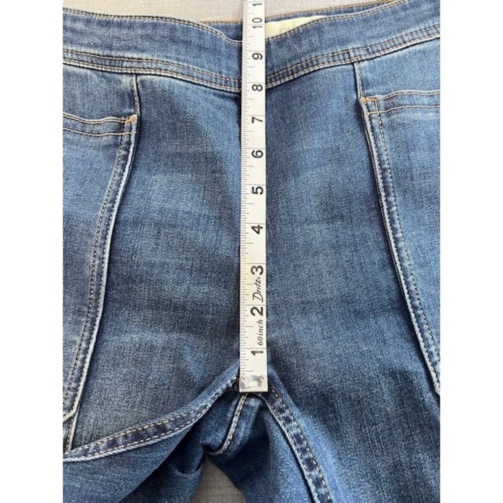 Pilcro Anthropologie Flare Crop Jeans Womens Size 27 Blue Wash Side Zipper - Picture 4 of 12